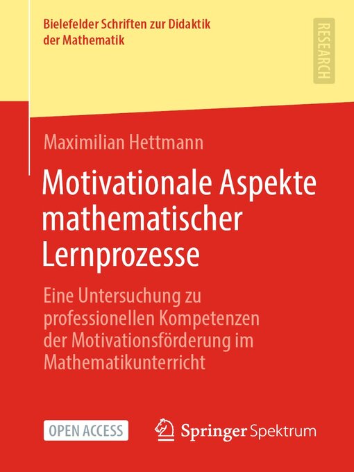 Title details for Motivationale Aspekte mathematischer Lernprozesse by Maximilian Hettmann - Available